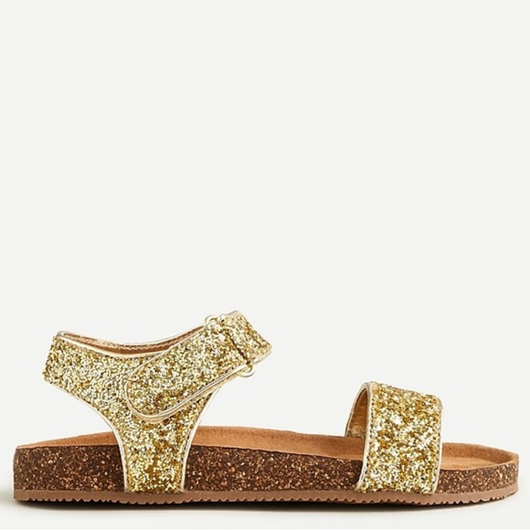 J. Crew Girls' cork-sole glitter-strap sandals size 11 - Picture 1 of 4